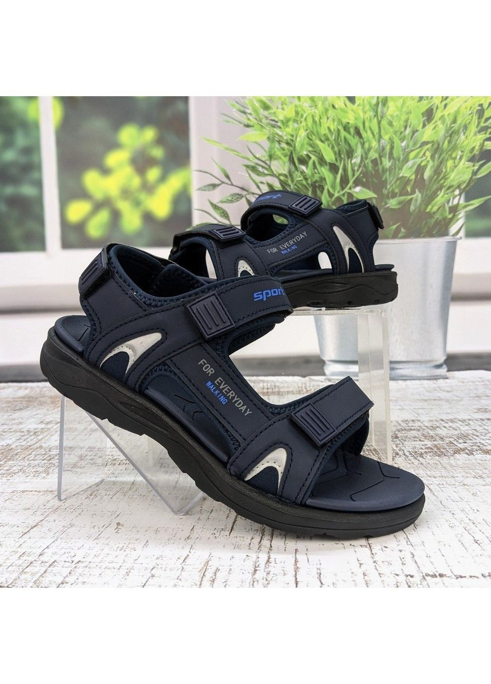 Синие повседневные босоножки детские для мальчика EEBB на липучке