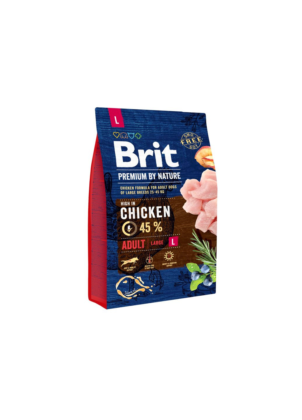 Сухой корм взрослых собак крупных пород Adult L для со вкусом курицы 3 кг (8595602526444) Brit Premium (279566390)