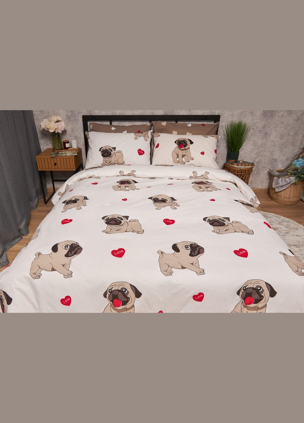 Комплект постільної білизни Бязь Gold Люкс «» Сімейний 160х220х2 наволочки 2х40х60 (MS-820005735) Moon&Star Bulldog Love (302973674)