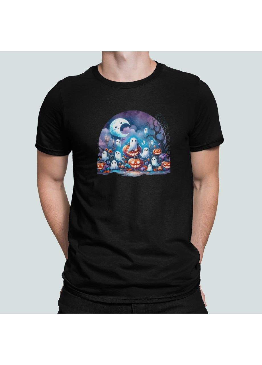 Чорна чоловіча футболка з принтом ніч привиди хелловін Stedman