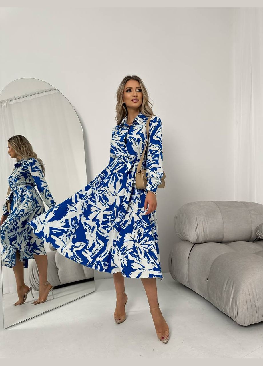 Синее женское платье из шелкового софта цвет синий р.42/44 454113 New Trend