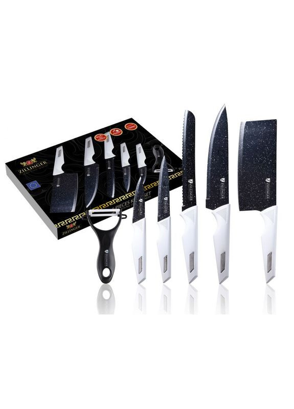 Набір ножів з мармуровим покриттям 6 предметів ZL866 Zillinger комбінований,