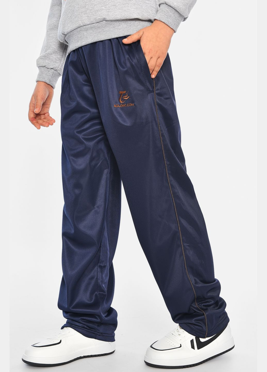 Спортивні штани підліткові для хлопчика на невеликому флісі синього кольору Let's Shop (316503298)