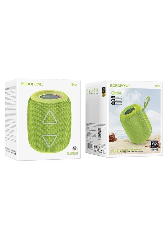 Портативна колонка BR36 Lucy 5 Вт Bluetooth, FM-радіо, TWS, до 2 год Green Borofone (402621419)