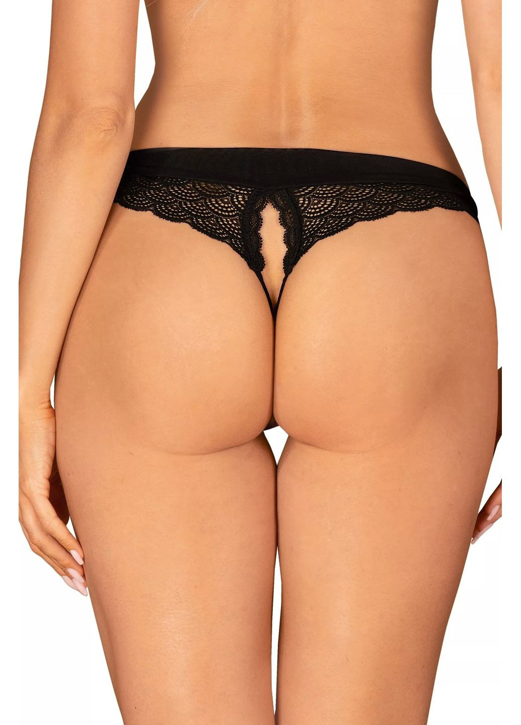 Чорний демісезонний трусики з відкритим доступом chemeris otwarte Obsessive