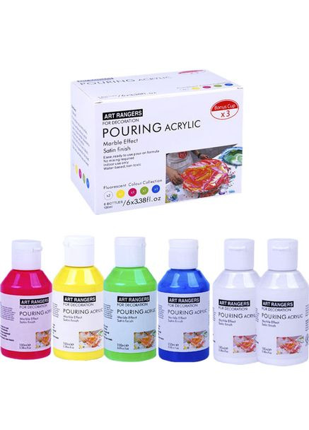 Рідкий акрил для мармурового ефекту 5 кольорів по 100 ml Art Rangers (322772736)