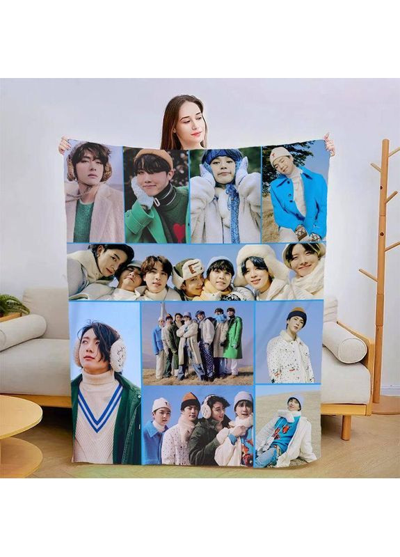 Плед Зимний BTS 3 качественное покрывало с 3D-изображением размер 160х200 Україна ТД (369657925)