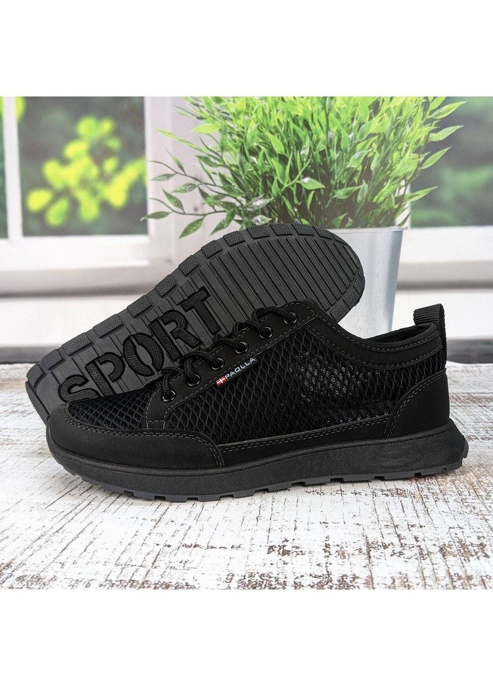 Черные летние кроссовки мужские Paolla