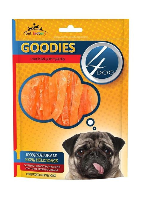 Лакомства для собак Goodies Rewards Chicken Soft Slices мясные ломтики с курицей для собак 100г 4Dog (278076167)