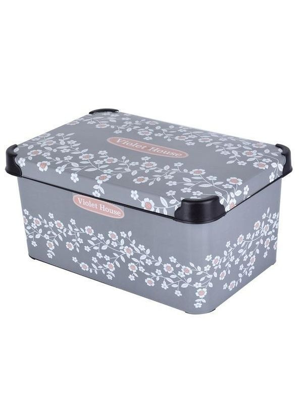 Корзина з кришкою 16.5х23.5х35 см (10 л) (0647 DECOR ANTRASIT FLOWER) Violet House (342105808)