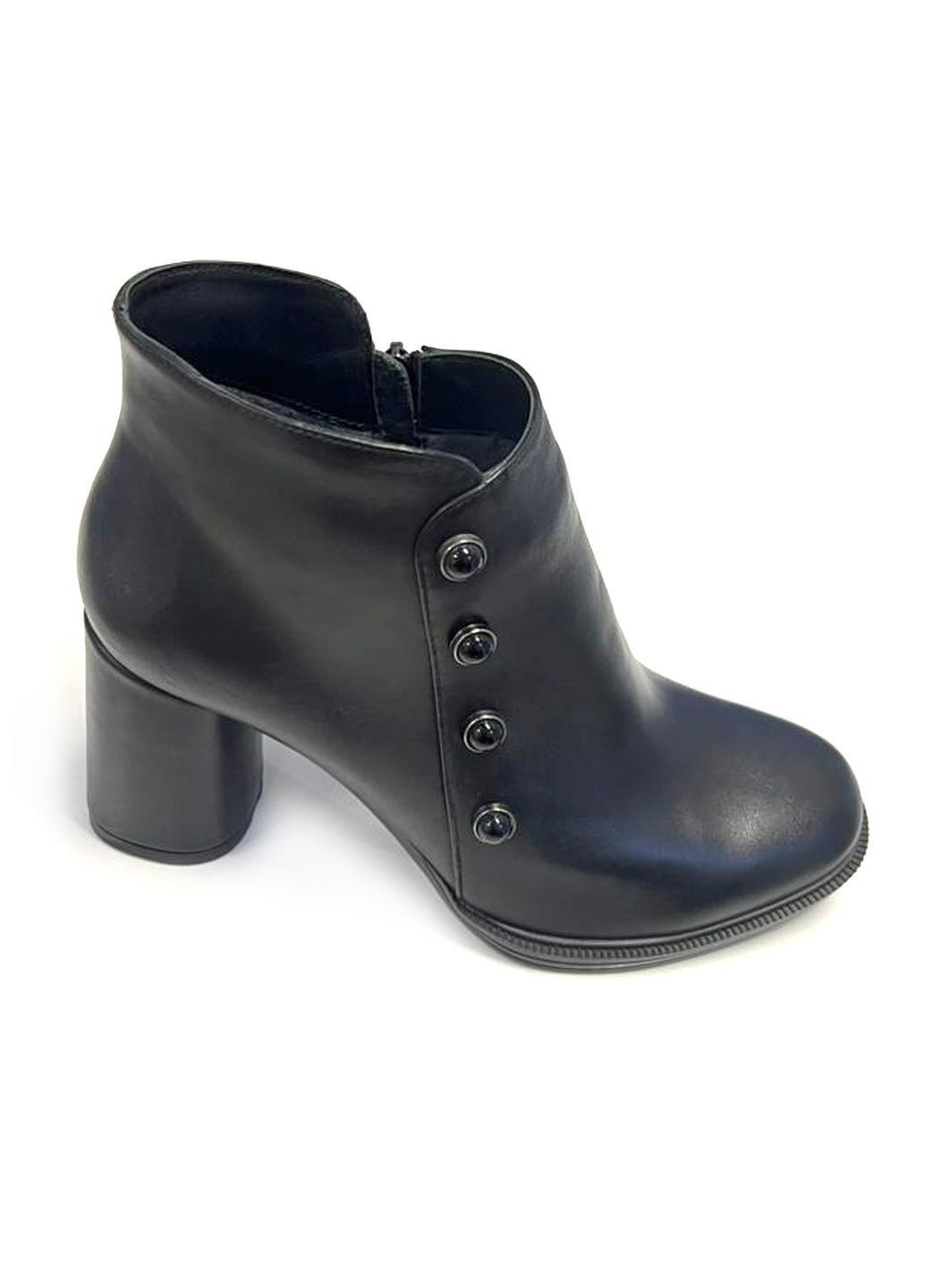 Черные демисезонная ботильоны чноные кожаные на каблуках 7см. Fashion
