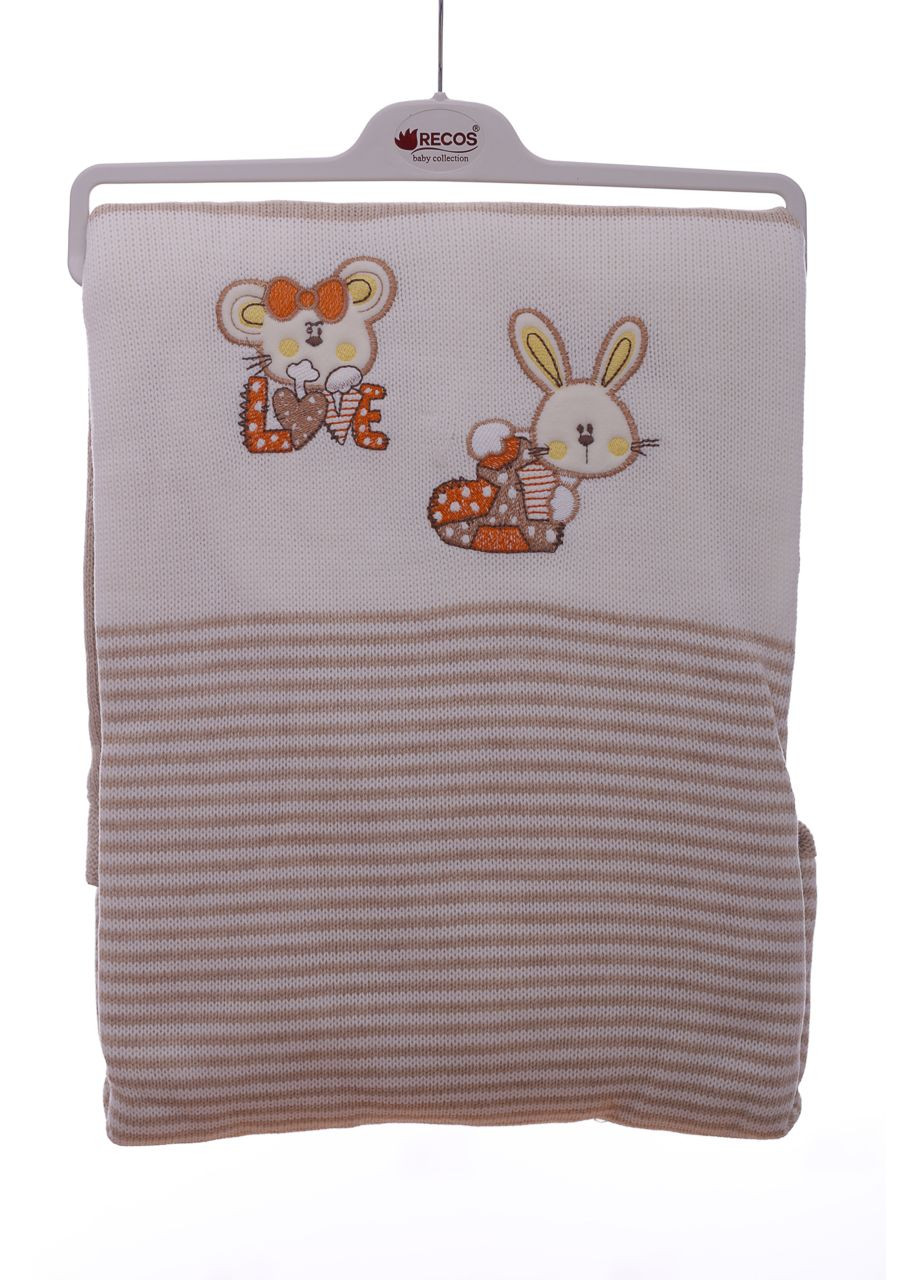 Плед вязаный на травке Мышка 100*85 см светло-коричневый (44629) BABYKROHA (297199106)