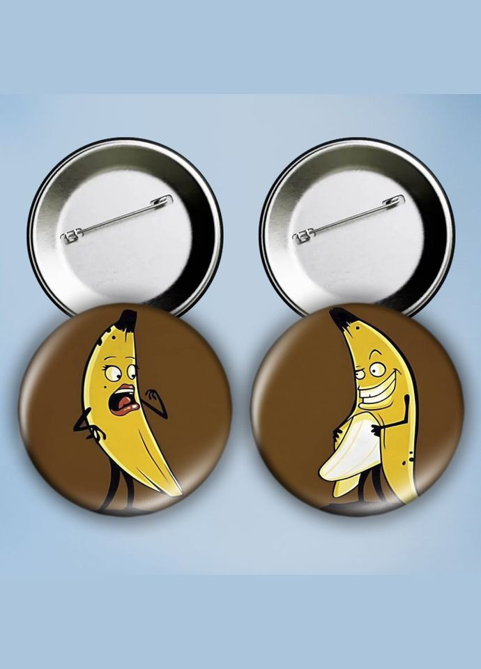 Значки на булавці набір 2 шт Бананчик металеві на шпильці 56 мм No Brand (303108262)