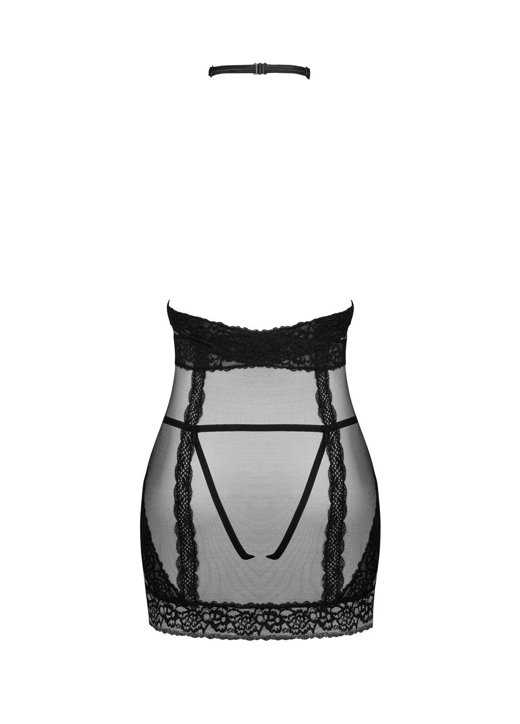 Полупрозрачная рубашка с открытой грудью Lacrisia chemise черная - CherryLove Obsessive (282958986)