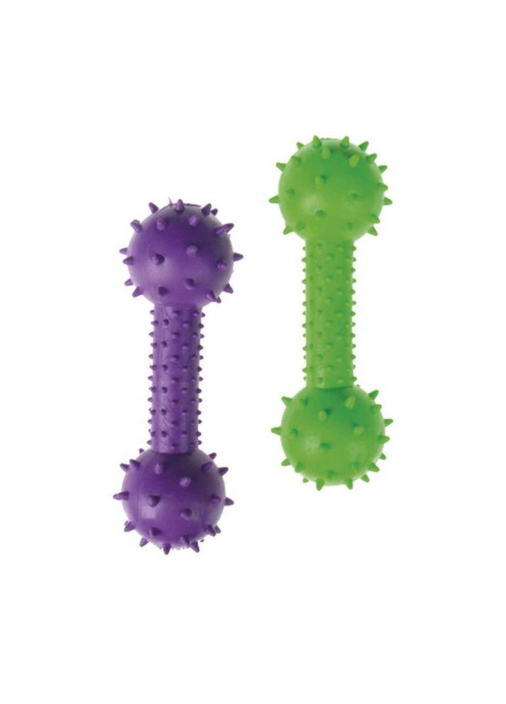 Іграшка для собак Dental Gum гантелька гумова з шипами, пищалка (різні кольори), 14 см 484,38 TATRAPET (292305137)