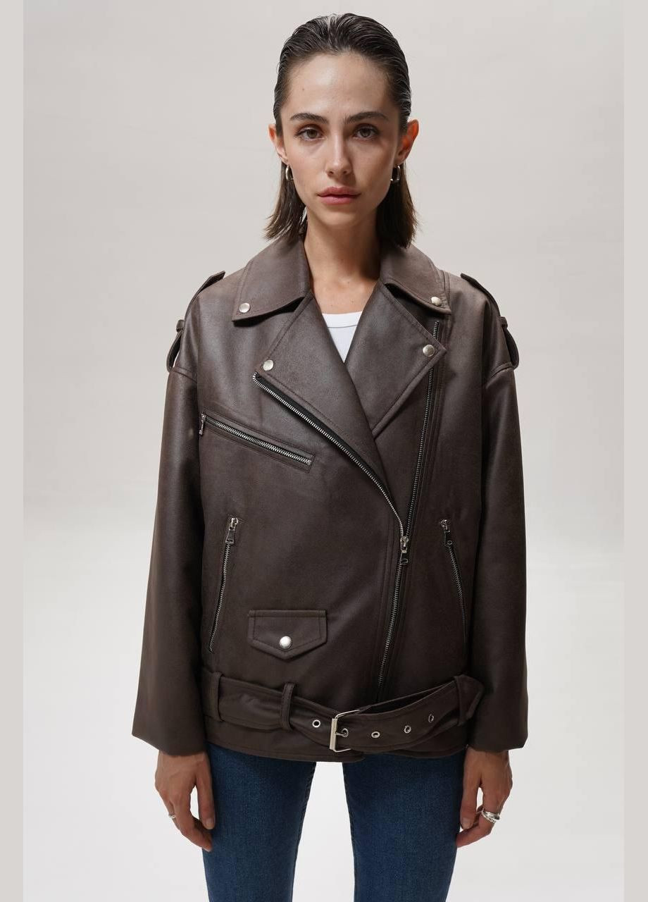 Коричневая демисезонная косуха oversize женская коричневая косуха AL