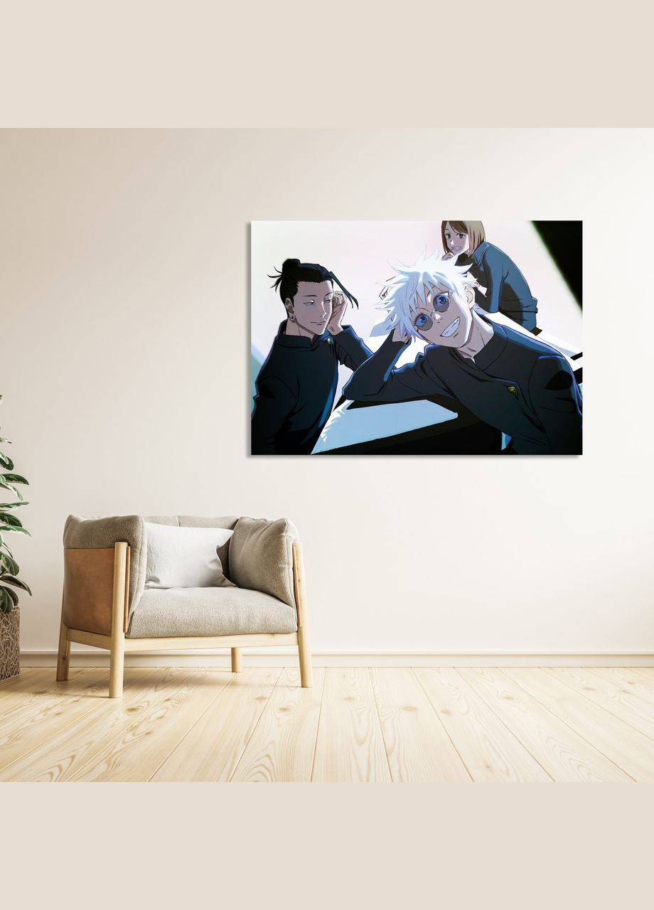 Плакат- з принтом Jujutsu Kaisen Магічна битва Satoru Gojo Сатору Годжо Гето Сугуру коледж A4 A1 Кавун постер (316209186)