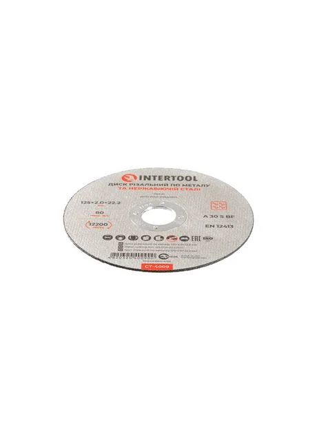 Диск отрезной по металлу, 125×2,0×22,2 мм, 12200 об/мин Intertool CT-4009 (376299350)