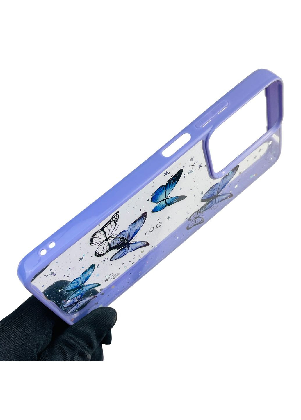 Чехол для E14 с блёстками с бабочками на моторола е14 сиреневый Motorola (366389604)