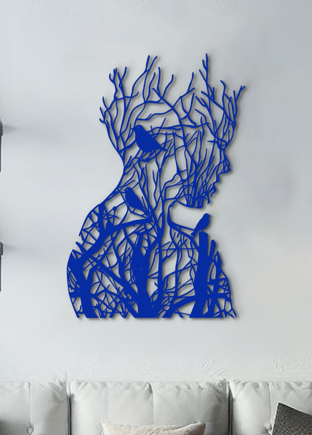 Картина лофт, настінний декор для дому "Мереживо дівчина з птахами", декоративне панно 70х48 см Woodyard (292112907)