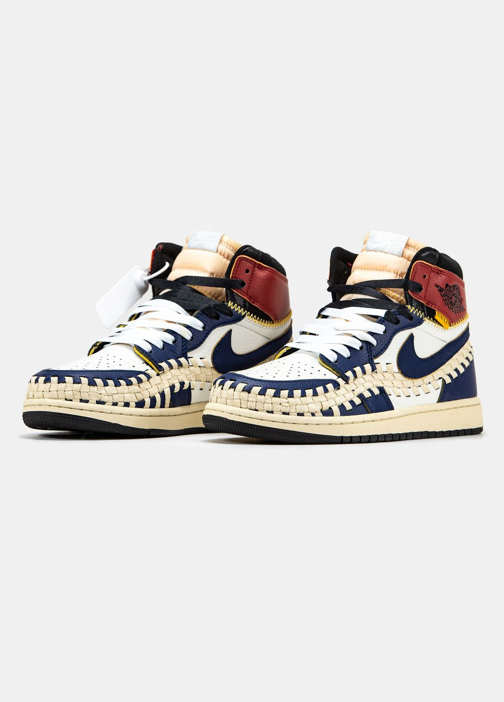 Синій Осінні кросівки чоловічі nike air jordan 1 x union l.a blue white red | найк аір джордан 1 сині білі червоні No Brand