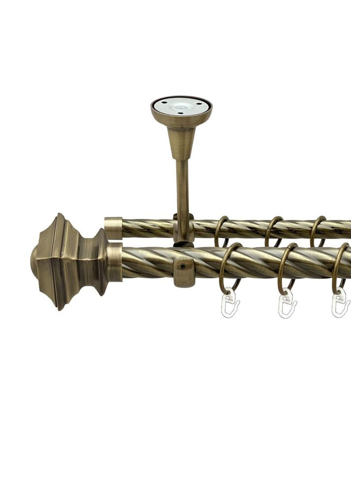 Карниз Борджеза металевий дворядний відкритий до стелі скручена труба Антик 25\16 мм 300 см (00-00018961) ORVIT (300691789)