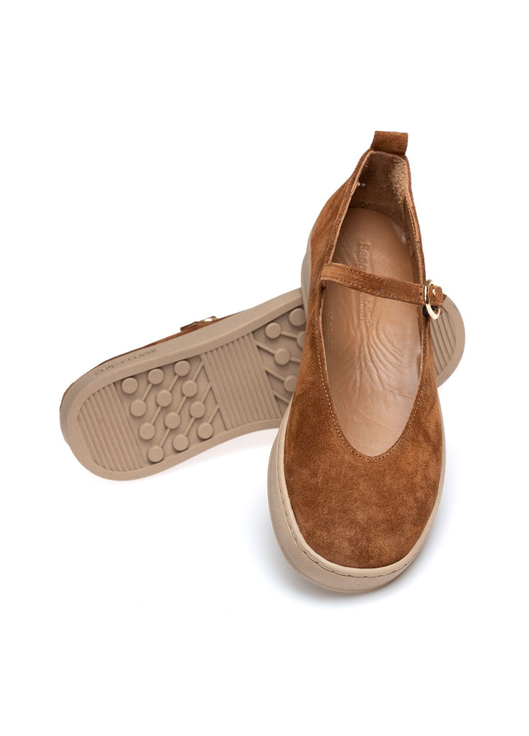 Жіночі балетки 01620 руді Bengzo Baldini | руді натуральна замша (351376566)