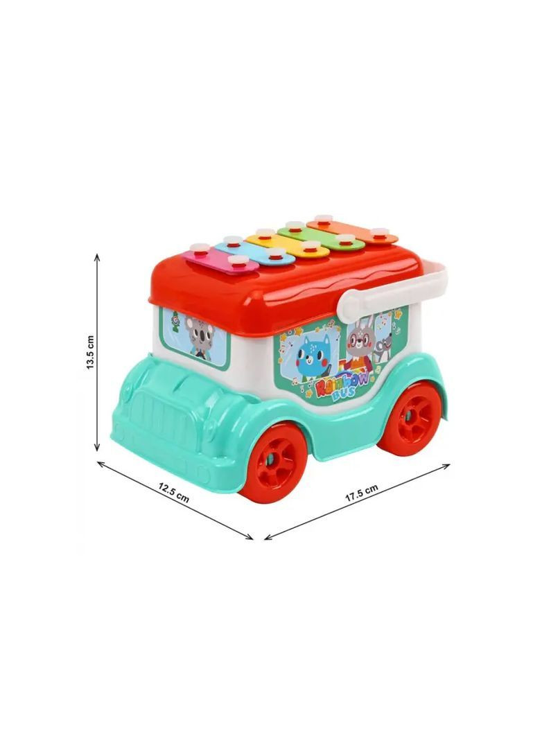 Ксилофон игрушка автобус из пластика для детей от 2 лет в ассортименте 9857 ТехноК Тех9857 (370973239)