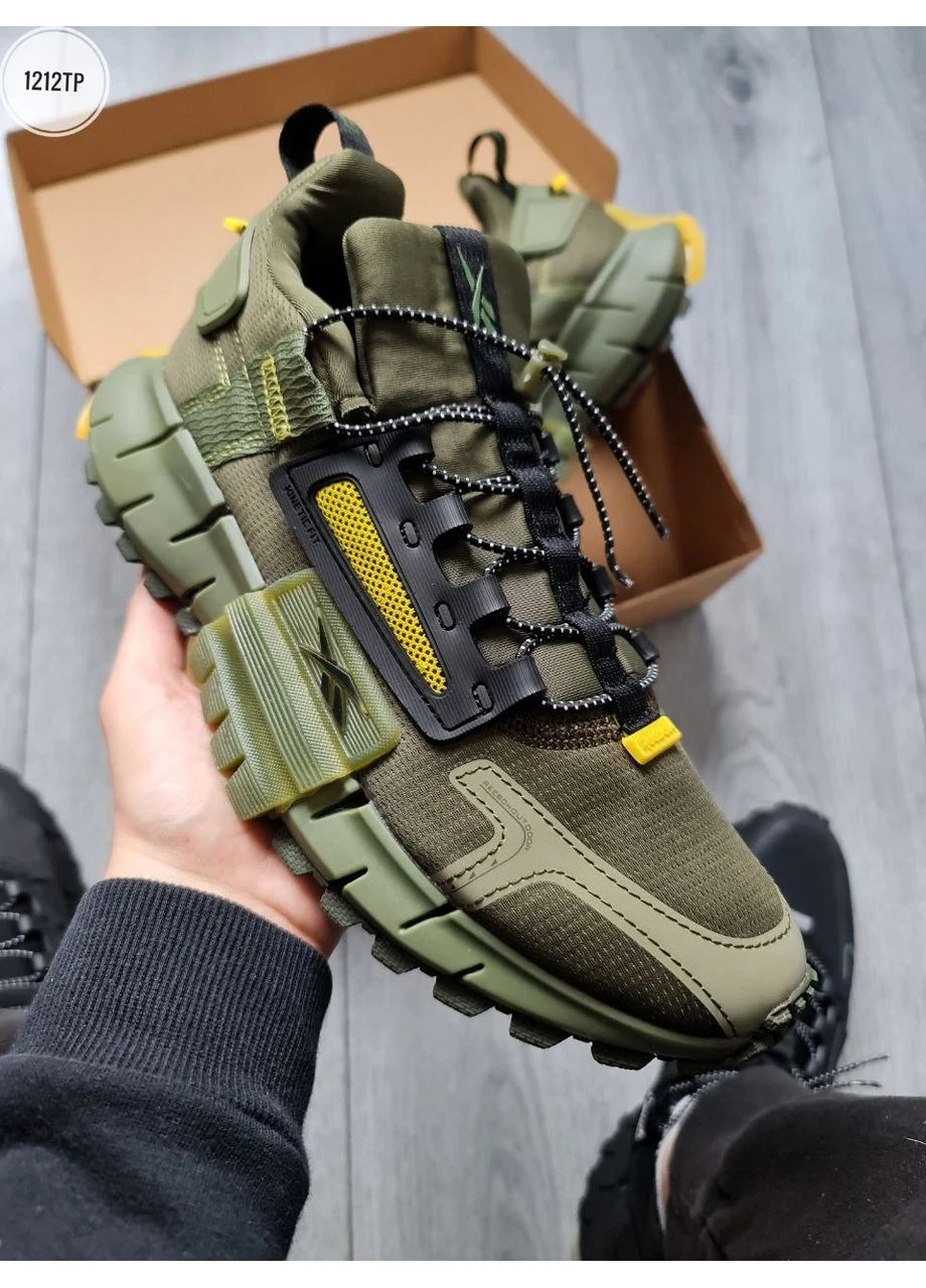 Зеленые летние кроссовки reebok zig kinetica khaki рибок зиг No Brand