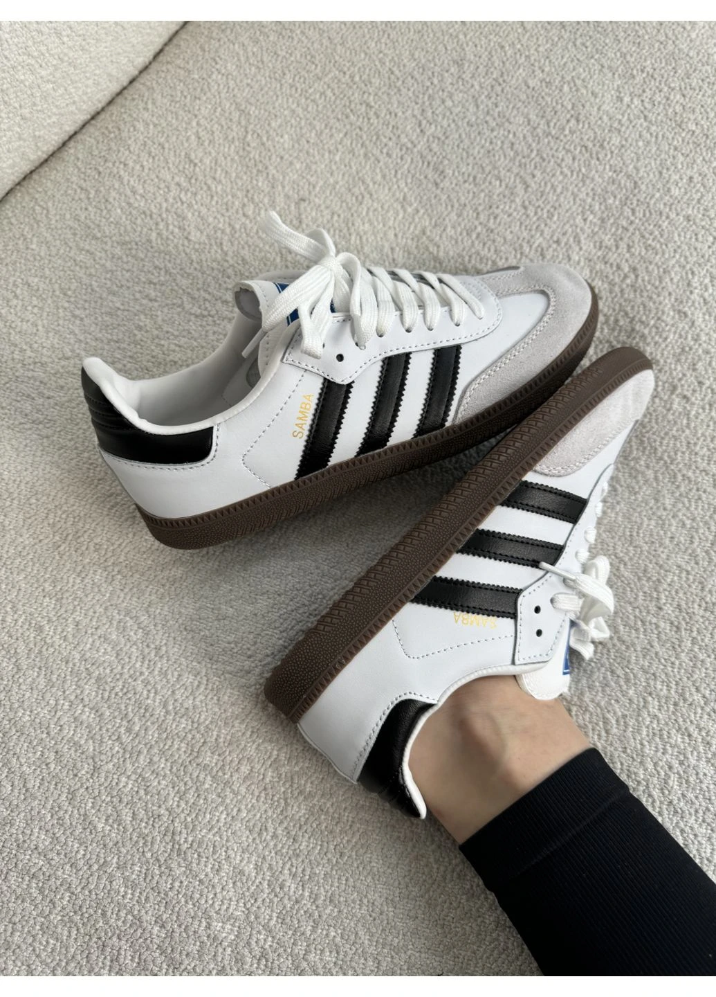 Білі літні кросівки adidas samba og black/white адідас самба No Brand