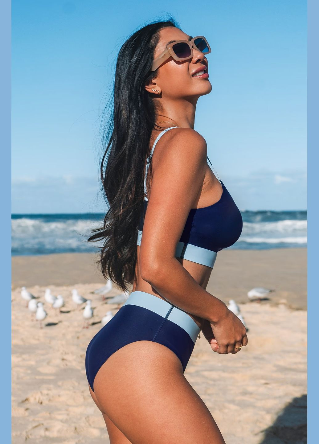 Темно-синие купальные трусики однотонные CUPSHE