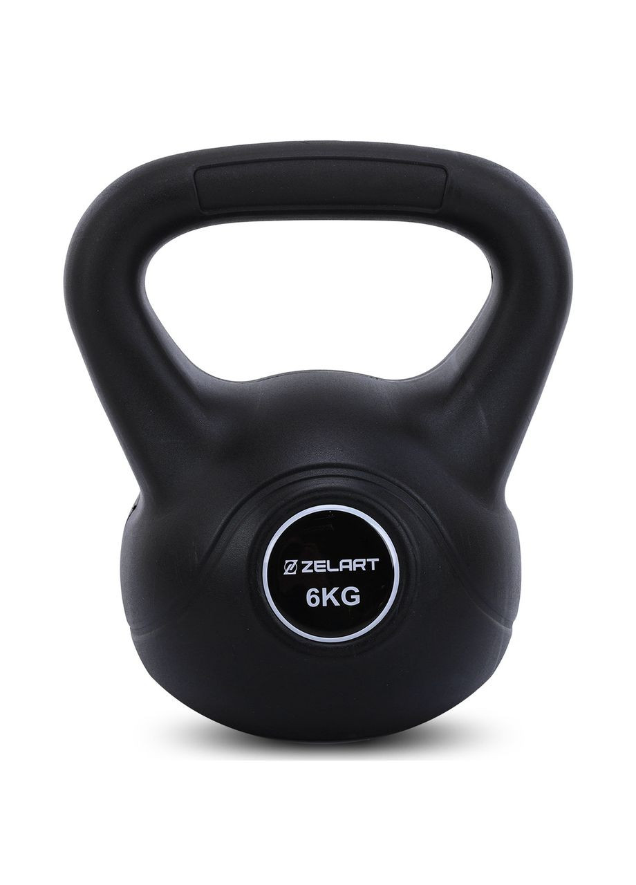 Гиря тренувальна цільна пластикова TA-5427-6 6кг (наповнення цемент, чорний) Zelart (361439014)
