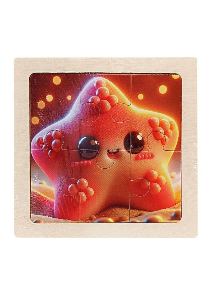 Дитячий дерев'яний пазл-вкладиш "Морська зірка" MD 1509-9, 6 елементів 9,8 х 9,8 х 0,4 см No Brand (329890280)