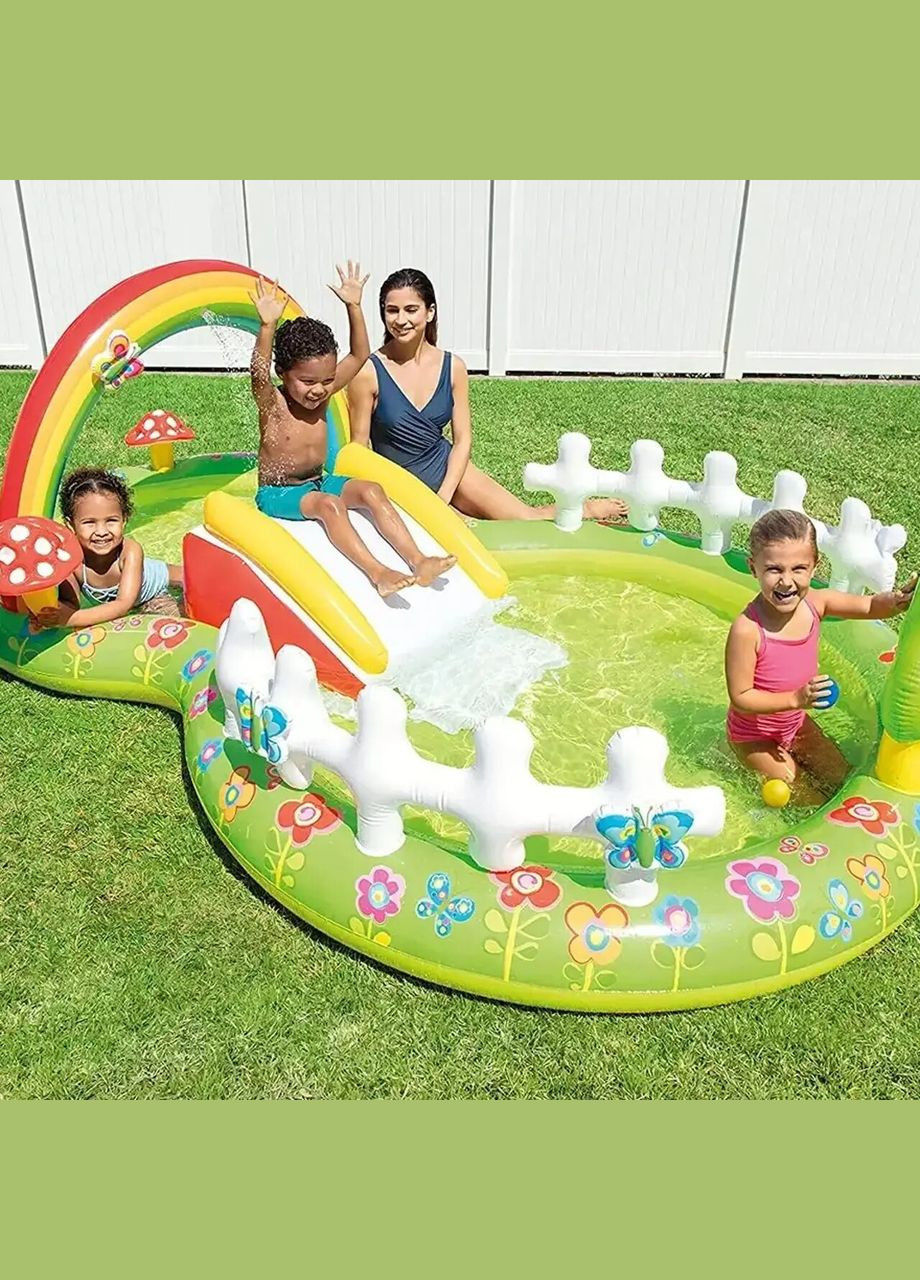 Надувной игровой центр 57154 «Мой сад», 290 х 180 х 104 см, с надувными игрушками, фонтаном и горкой Intex (297516857)
