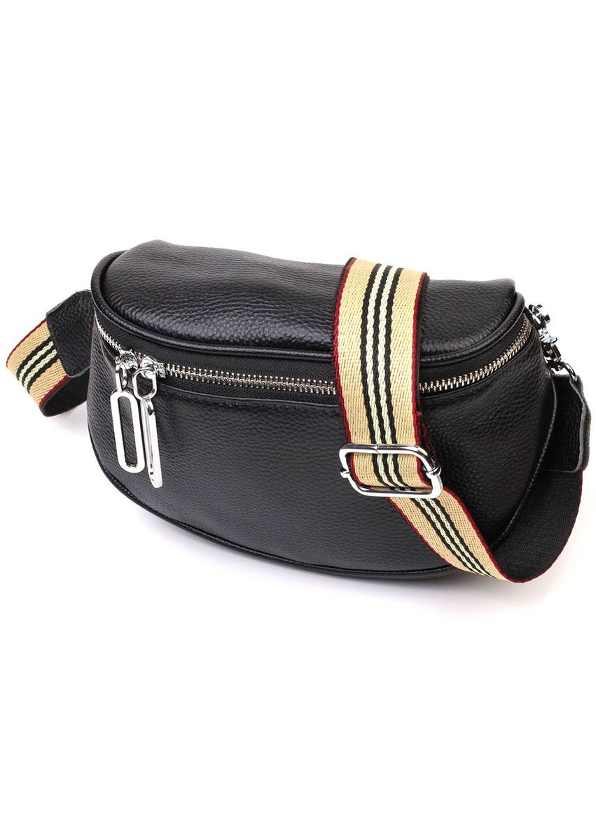 Полукруглая кроссбоди через плечо из натуральной кожи черная 22079 Vintage (329198002)