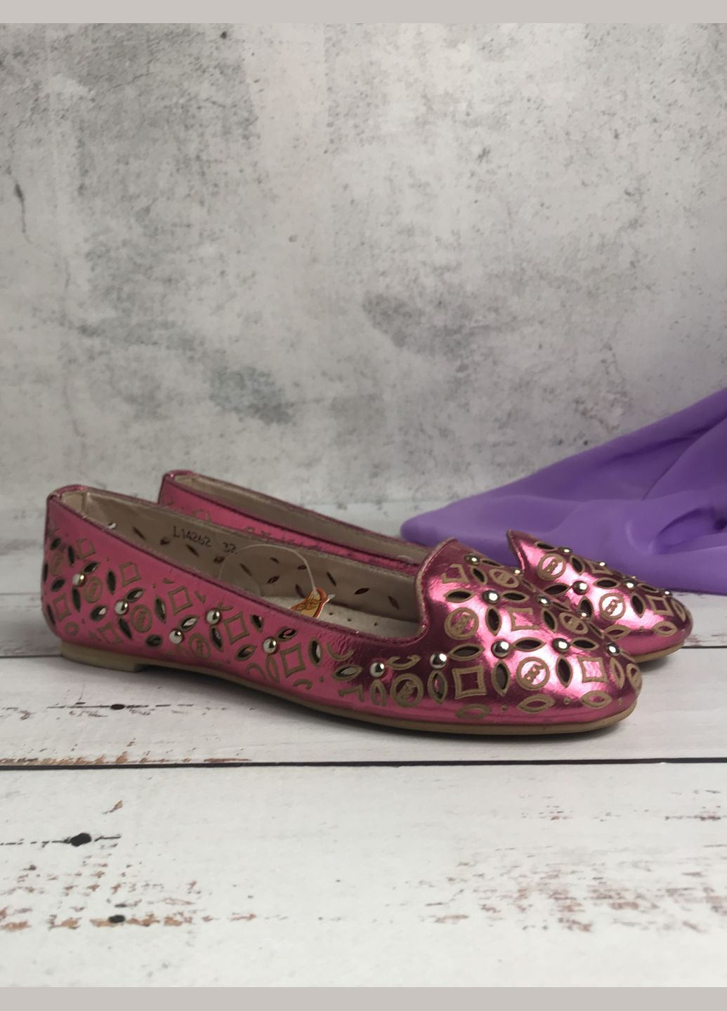 Розовые туфли детские для девочки розовый (982) без каблука Сказка