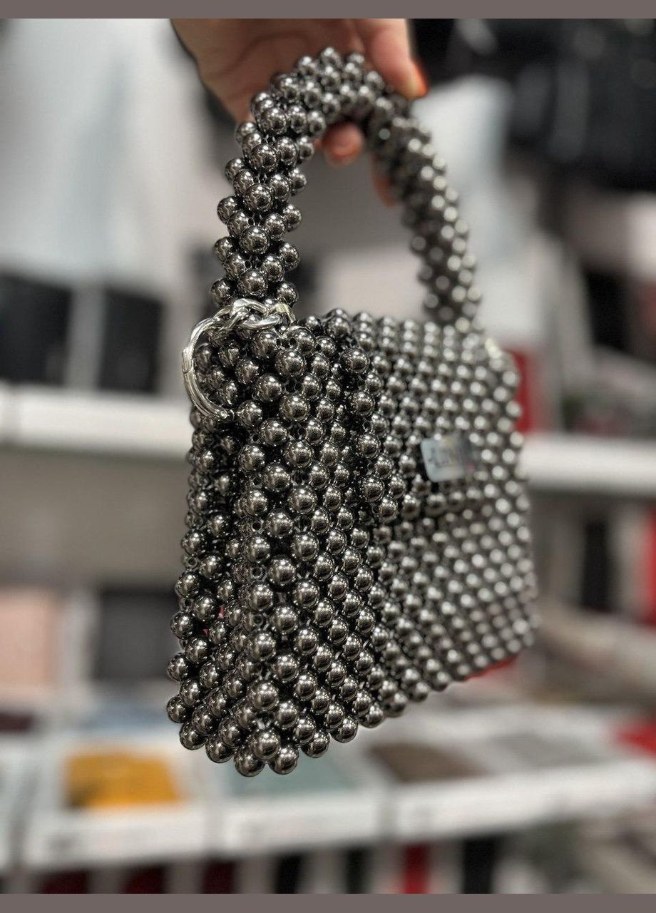 Сумка женская из бусин монохром ручная работа 040 Linel (337342843)