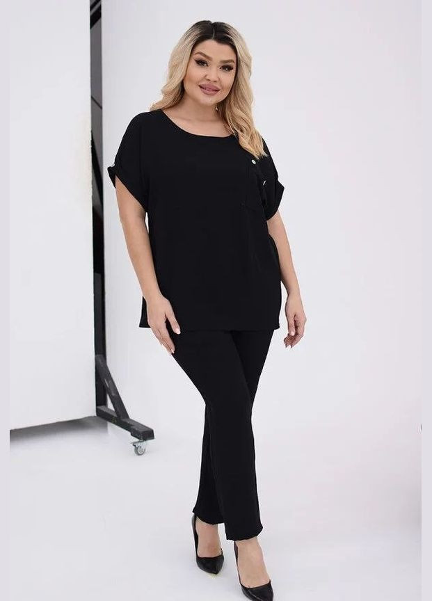 Жіночий костюм-двійка колір чорний р.50/52 454580 New Trend (290111718)