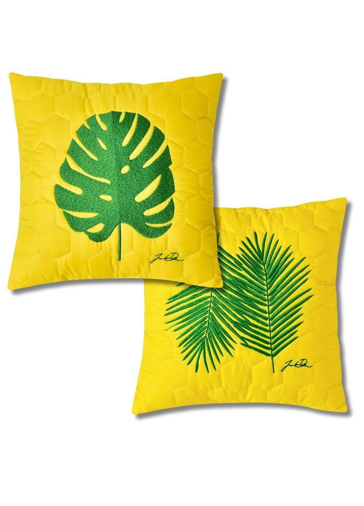 Подушка декоративная Тропикал с вышивкой гипоалергенная желтая IDEIA (366874163)