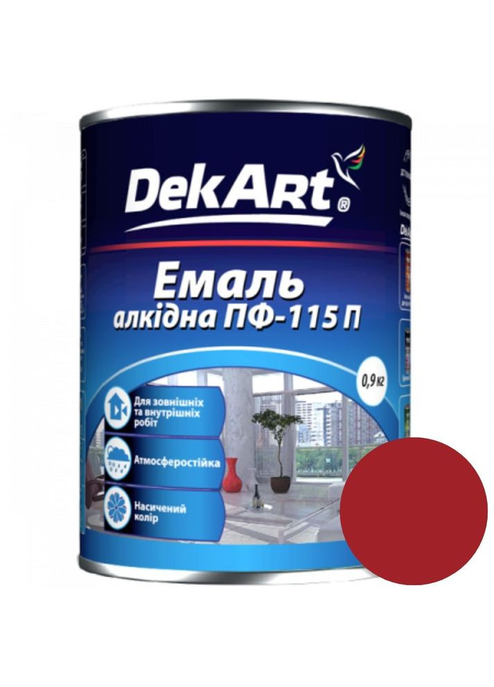 Эмаль алкидная ПФ-115П красная ТМ"" - 0,9 кг. DekArt (363977874)