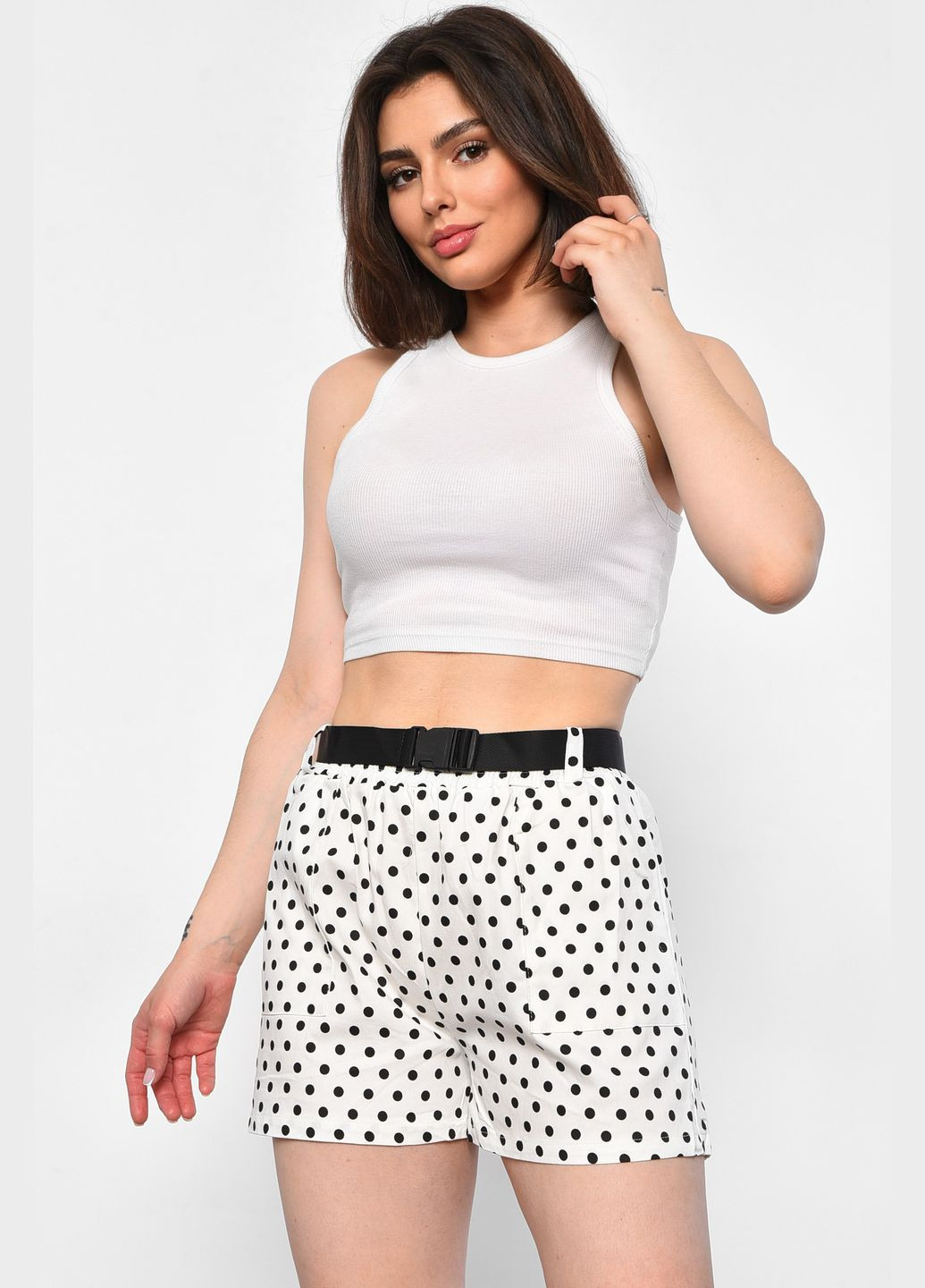 Шорты женские с принтом белого цвета Let's Shop (293055827)