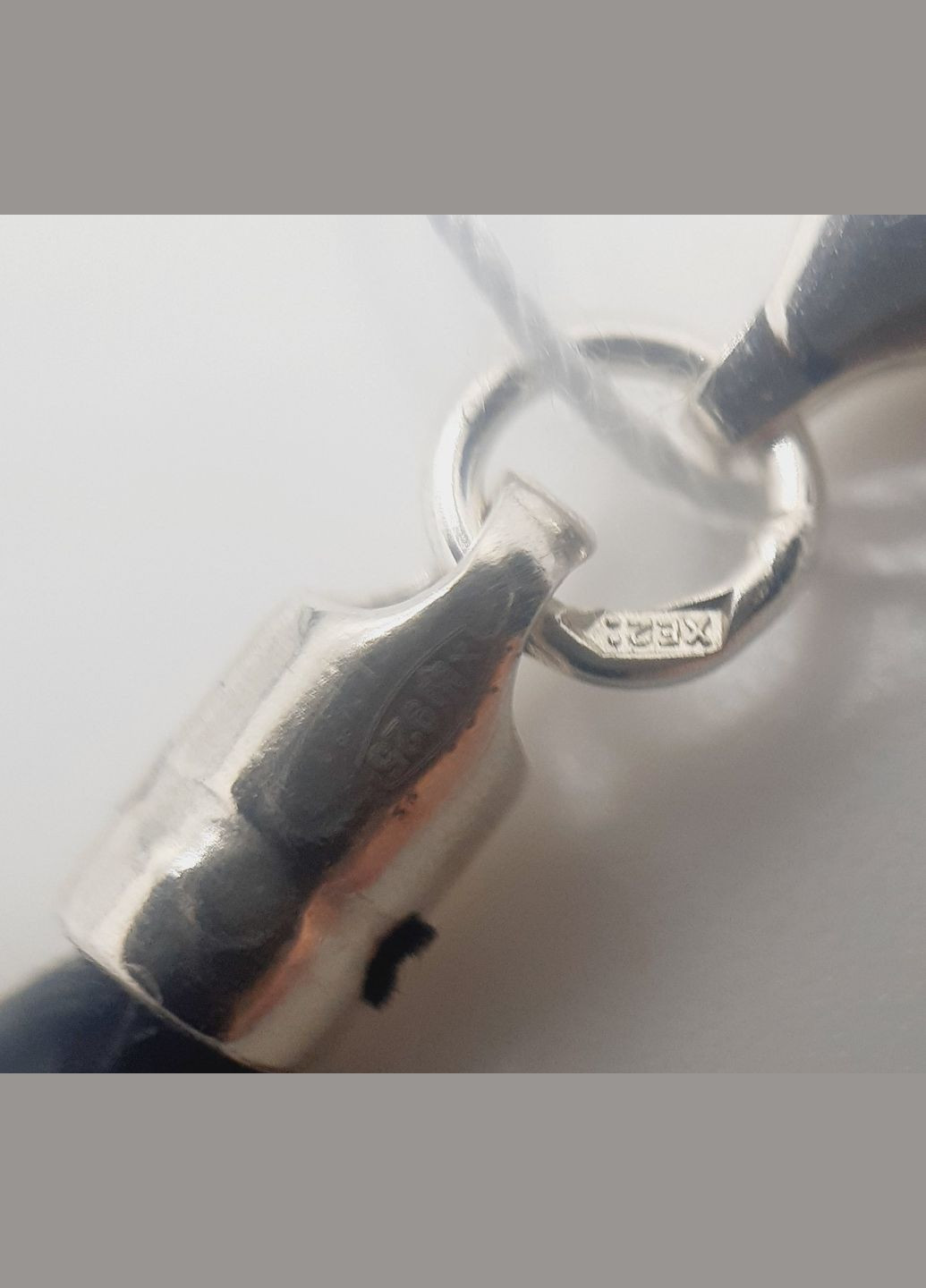 Ланцюжок срібло 925° 1,14г. 45 розмір шкіряний шнур косичка чорний () Elis-s 6010/3,0пл (307396185)