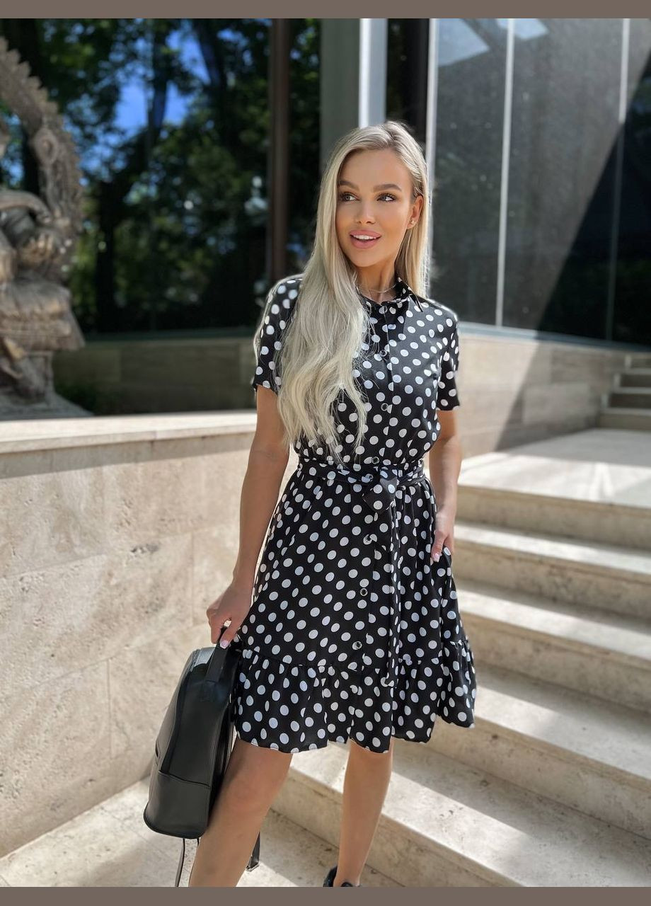 Черно-белое платье весна/лето ткань софт No Brand