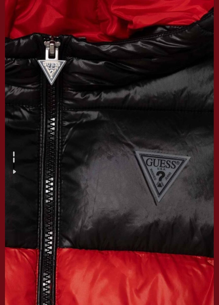 Червона куртка guess, арт. l4yl06 wegy0, чорно-червона, 6/7 років, зріст 122 см GUESS KIDS