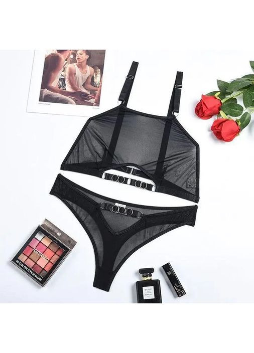 Чорний демісезонний комплект спідньої білизни. спідня білизна. еротична спідня білизна, гарна жіноча прозора чорна білизна, No Brand