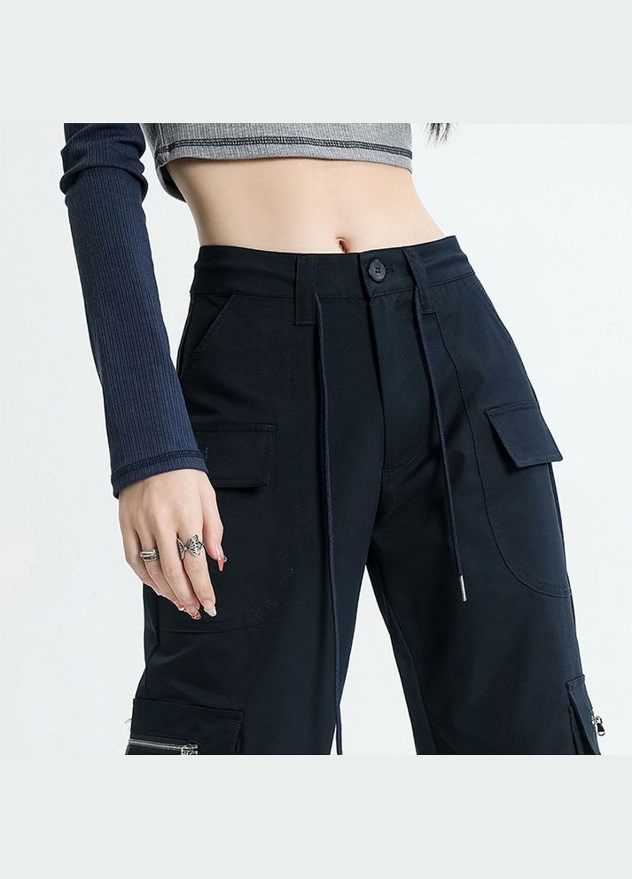 Жіночі джинси прямі з великими кишенями сині No Brand - (308976974)