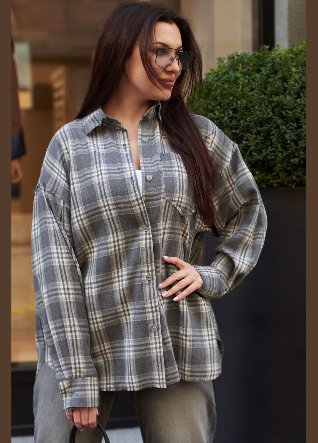 Стильна жіноча сорочка в клітинку Jadone Fashion (323000264)