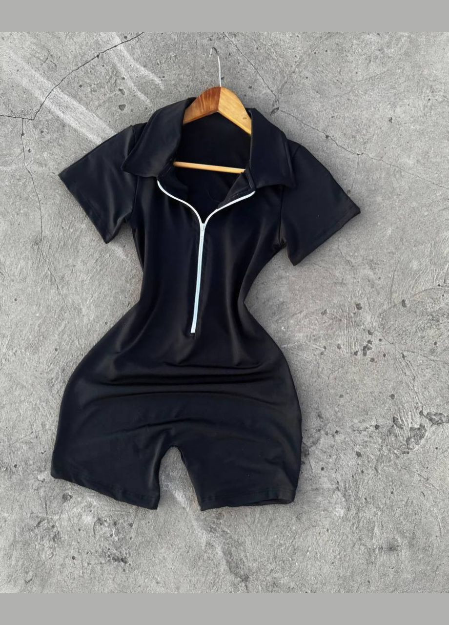 Комбинезон женский Україна комбинезон-шорты однотонный чёрный повседневный