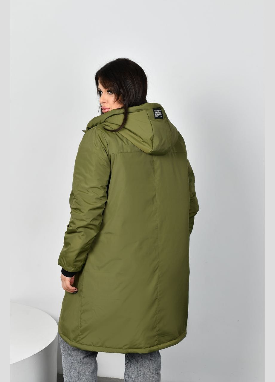 Оливковая (хаки) женская удлиненная куртка цвет хаки р.48/50 449639 New Trend