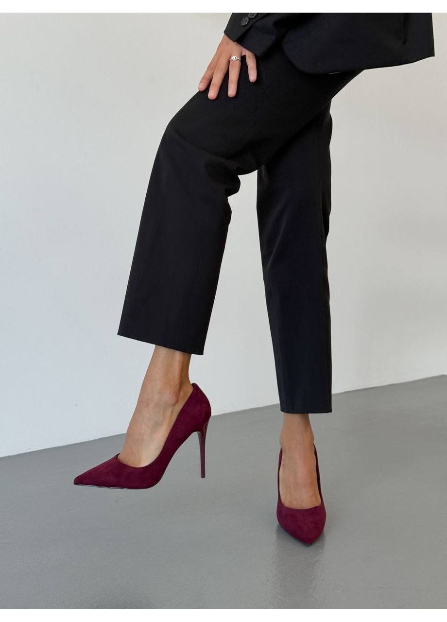 No Brand Женские туфли на шпильке лодочки бордовый з искусственная замша, — всесезон (361244325)